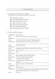 English Worksheet: Hotel Reception 1