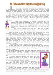 English Worksheet: Ali Baba and the Forty Thieves (4th of a set of 5)