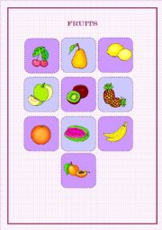 English worksheet: FRUITS - MEMORY GAME   (2 PAGES)