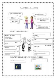 English Worksheet:  HELLO