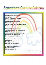 English Worksheet: Somewhere Over the Rainbow