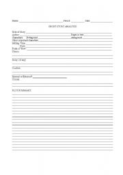 English Worksheet: Short Story Analysis