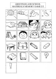 School materials and greetings memory game 2/2