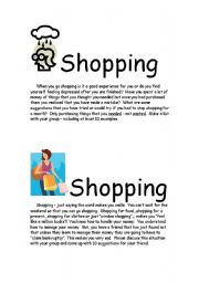 English Worksheet: shopping - too much of a good thing or its under control