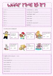 English Worksheet: What time is it? - Exercises
