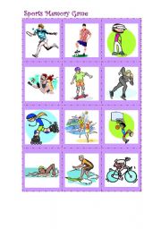 English Worksheet: Sports memory game