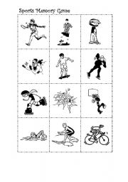 English Worksheet: Sports memory game-( Black and white version)