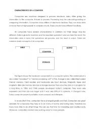 English worksheet: Characteristics of a Computer