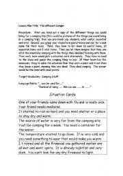 English worksheet: the Efficient Camper