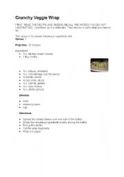 English worksheet: cooking in class