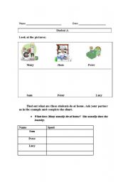 English Worksheet: information gap home chores