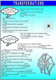 English Worksheet: TRANSFORMATIONS