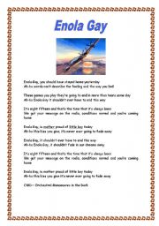 English worksheet: Enola gay song