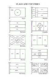 English Worksheet: FLAGS AND COUNTRIES