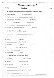 English worksheet: english test