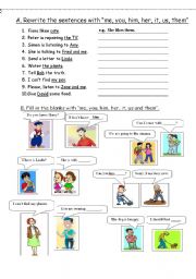 English Worksheet: Object pronouns