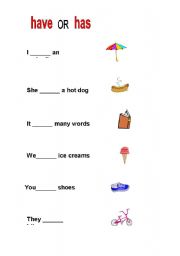English worksheet: HAVE OR HAS