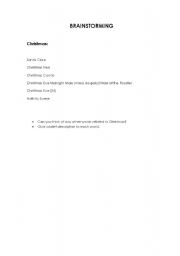 English Worksheet: Brainstorm: Christmas