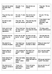 English Worksheet: Domino Reported speech