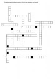 English worksheet: travelling vocabulary crossword