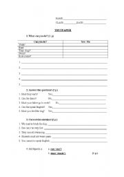 English Worksheet: can most