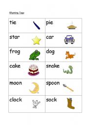 English Worksheet: Rhyming Tags