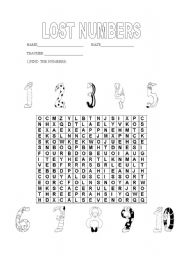 English worksheet: Numbers.