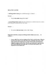 English worksheet: relative clauses