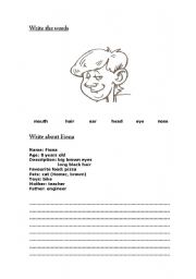 English Worksheet: Parts of the face