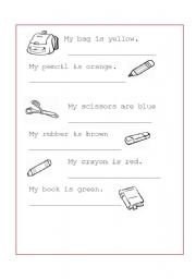 English worksheet: Classroom objects