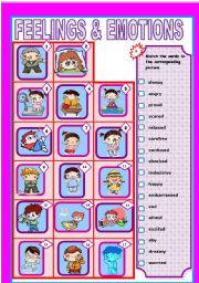 English Worksheet: FEELINGS & EMOTIONS