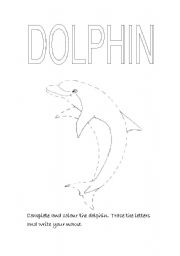 English Worksheet: Complete the dolphin