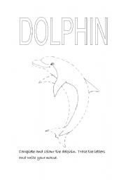 English worksheet: Complete the dolphin