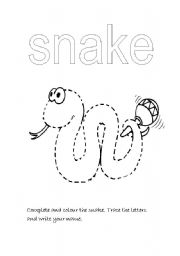 English worksheet: Complete the snake