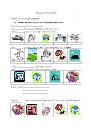 English Worksheet: Summer Holidays