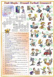 English Worksheet: Past simple - Present perfect Crossword