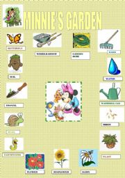 English Worksheet: MINNIES GARDEN (1st part/3)