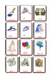 English Worksheet: 12 vocabulary flashcards