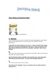 English worksheet: Describing an Event