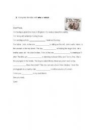 English Worksheet: Relative Pronouns ( who / which )