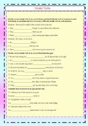 English worksheet: Modal Verbs