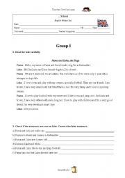 English Worksheet: 5th grade evaluation test
