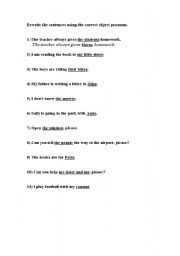 English Worksheet: object pronouns