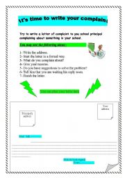 English worksheet: Write a letter of complaint