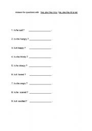 English worksheet: Emotions - am - is - are / not