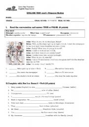 English Worksheet: ENGLISH TEST SIMPLE PRESENT