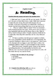 English Worksheet: Read about friends