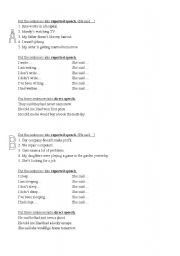 English worksheet: reported statements