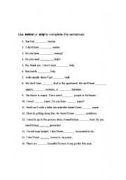 English Worksheet: Some & Any