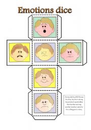 English Worksheet: Emotions Dice